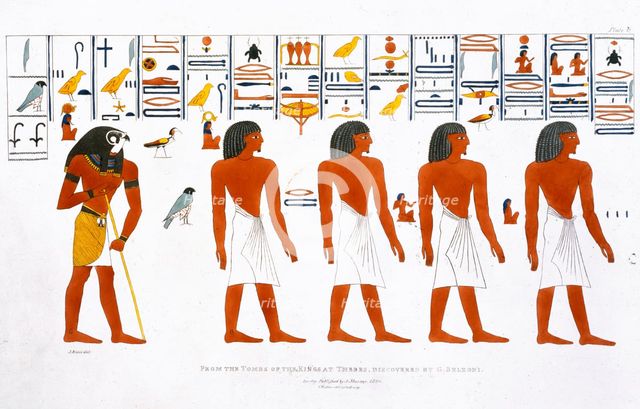 'Murals from the Tombs of the Kings at Thebes, discovered by G Belzoni', 1820-1822. Artist: Charles Joseph Hullmandel