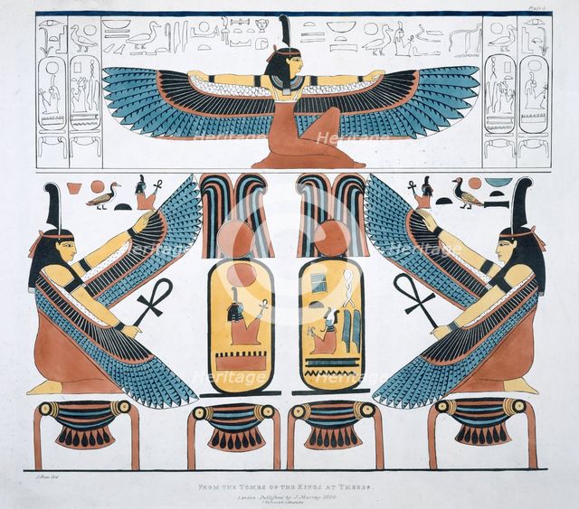 'Murals from the Tombs of the Kings at Thebes, discovered by G Belzoni', 1820-1822. Artist: Charles Joseph Hullmandel