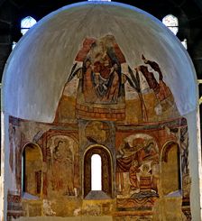 Murals in the apse with scenes of Jesus childhood and Pantocrator, Polinyà c.1122. They come fro…