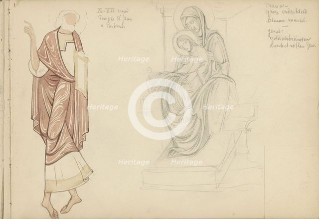 Murals in the Baptisterium of Saint Johannes in Poitiers, 1869-1925. Creator: Antoon Derkinderen.