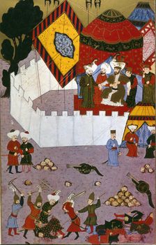 Murat I, Murat's assassination by the Servian patriot Milos, (1584 - 1589). Creator: Unknown