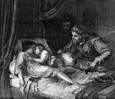 Murder of the Two Princes in the Tower - (Die Söhne Eduards IV.) - painted by Hildebrandt, 1850. Creator: Unknown