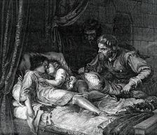 Murder of the Two Princes in the Tower - (Die Söhne Eduards IV.) - painted by Hildebrandt, 1850. Creator: Unknown
