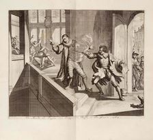 Murder of the Prince of Orange in Delft in 1584, c. 1680. Creator: Luyken, Jan (Johannes) (1649-1712)