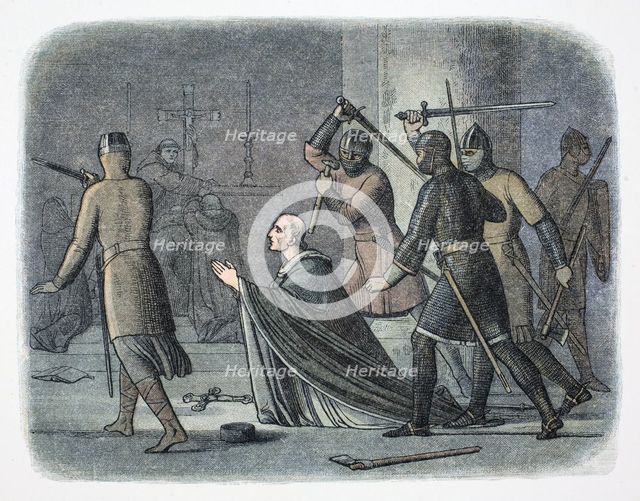 Murder of Thomas Becket, Canterbury Cathedral, Kent, 1170 (1864).  Creator: James William Edmund Doyle.
