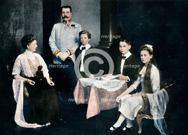 Murdered Archduke Francis Ferdinand with his wife and children, c1910. Artist: Unknown.