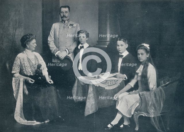Murdered Archduke Francis Ferdinand with his wife and children, c1910. Artist: Unknown