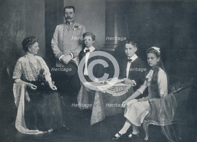Murdered Archduke Francis Ferdinand with his wife and children, c1910. Artist: Unknown