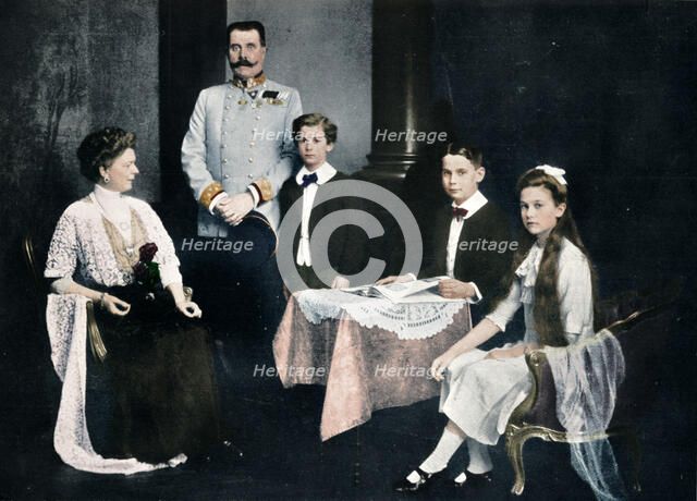 Murdered Archduke Francis Ferdinand with his wife and children, c1910. Artist: Unknown.