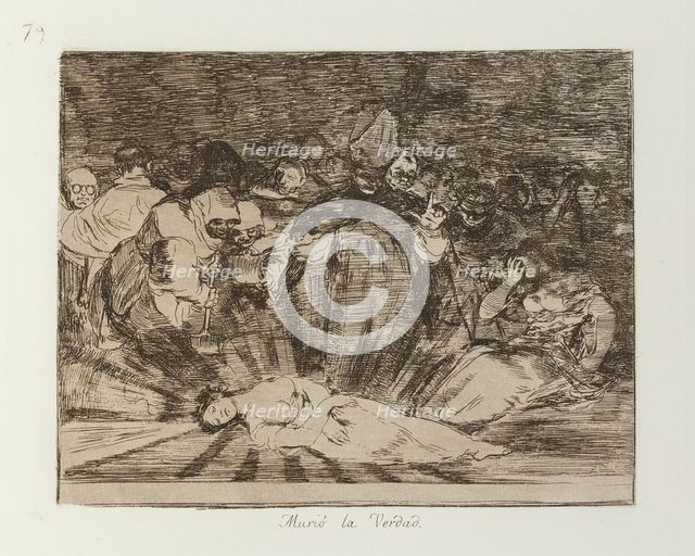 Murió la Verdad.; Los Desastres de la Guerra, Madrid 1863. Creator: Francisco Goya.