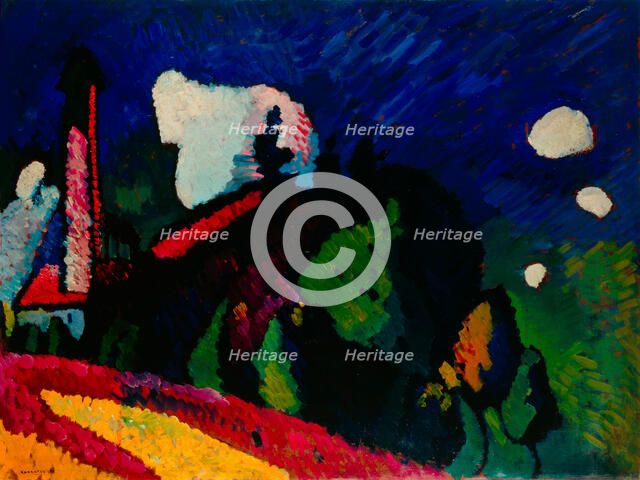 Murnau, Landscape With Tower, 1908. Creator: Kandinsky, Wassily Vasilyevich (1866-1944).