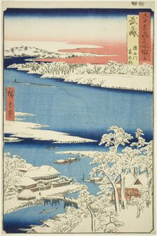 Musashi Province: Morning after Snow on the Sumida River (Musashi, Sumidagawa yuki no ashi..., 1853. Creator: Ando Hiroshige
