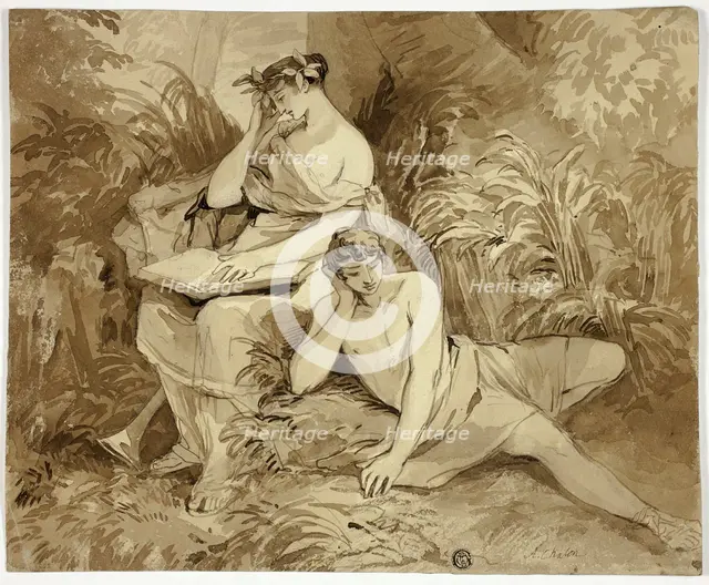 Muse and Poet, n.d. Creator: Alfred Chalon.