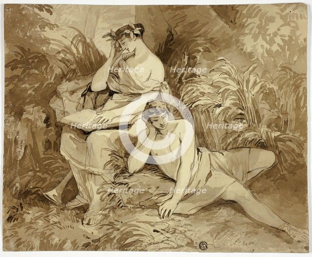 Muse and Poet, n.d. Creator: Alfred Chalon.