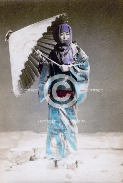 Museme, woman in winter costume, Japan, 1882. Artist: Felice Beato