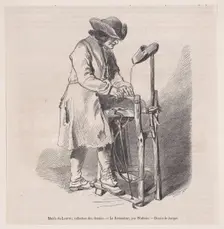 Musée du Louvre; collection des dessins, Le Remouleur, par Watteau; from Magasin Pitto..., ca. 1852. Creator: Charles Emile Jacque