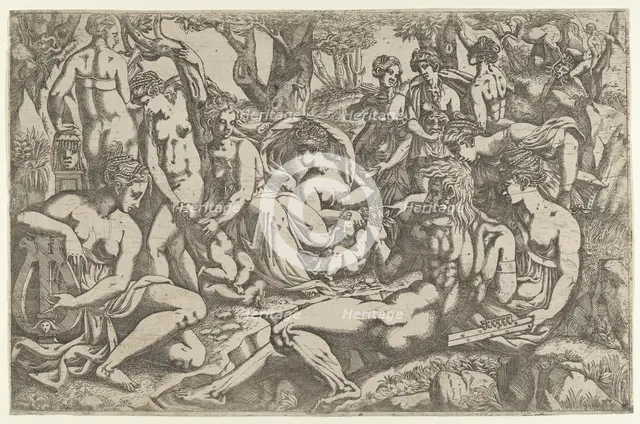 Muses at the Foot of Mount Parnassus, 1540-45. Creator: Antonio Fantuzzi.