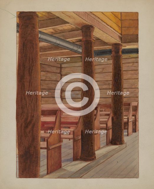 Muskego Church, c. 1936. Creator: Bertrand E. Old.