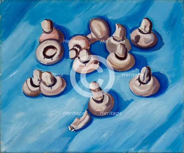 Mushrooms on a Blue Background, 1929. Creator: Marsden Hartley.