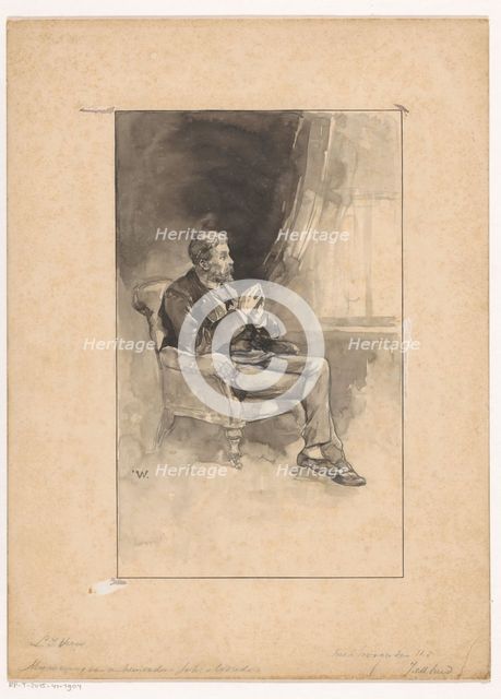 Musing man in an armchair, 1870-1937. Creator: Willem Wenckebach.