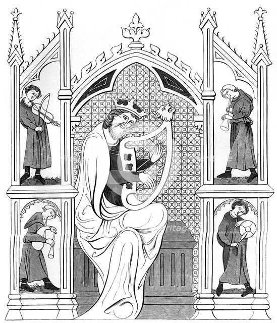 Music concert, 13th century (1849).Artist: A Bisson