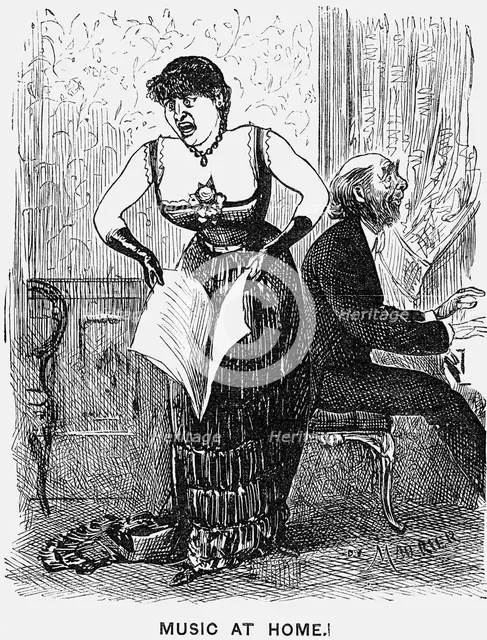 'Music at Home!', 1880. Creator: George du Maurier.