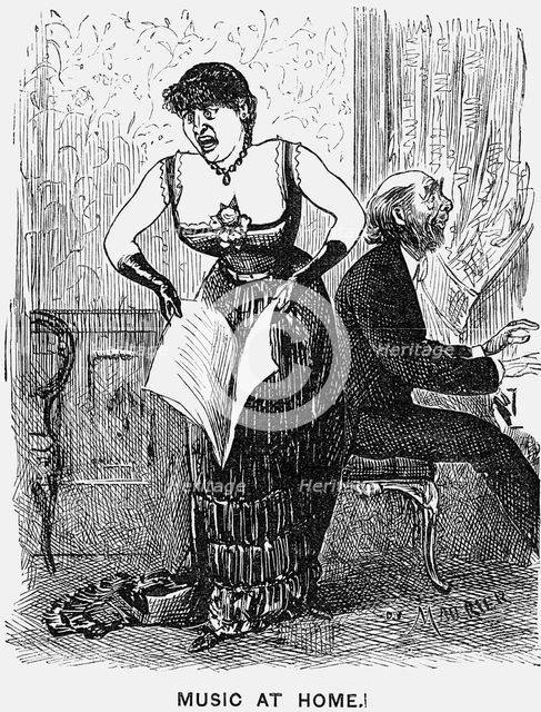 'Music at Home!', 1880. Creator: George du Maurier.