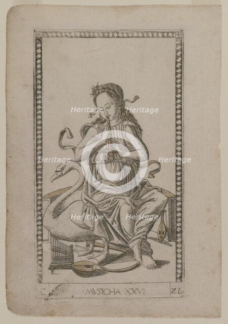 Music (from the Tarocchi, series C: Liberal Arts, #26), before 1467. Creator: Master of the E-Series Tarocchi (Italian, 15th century).