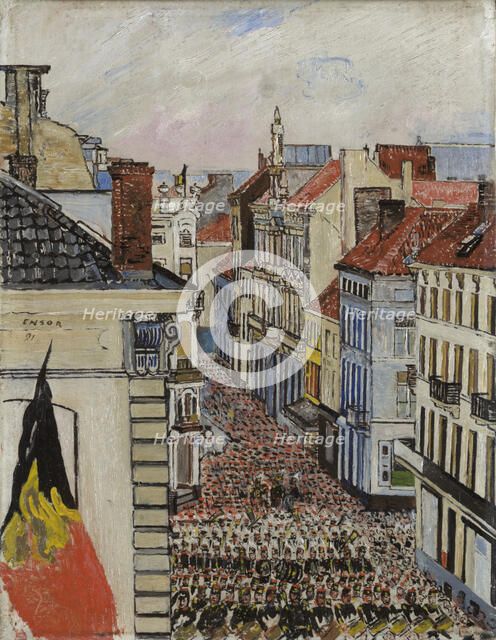 Music in Vlaanderenstraat, 1891. Creator: James Ensor.