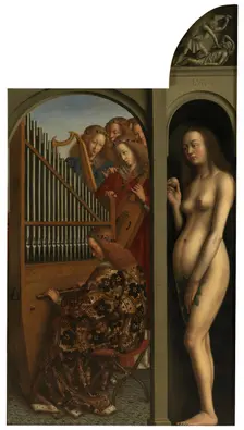 Music-making Angels and Eve, c1430s. Creator: Jan van Eyck