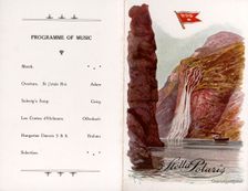 Music programme and Tourist Menu of a cruise through the Norway fiords, 1933