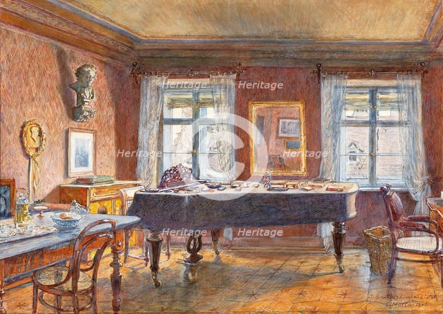 Music room of the composer Johannes Brahms in his last apartment in Vienna, 1906. Creator: Müller, Carl (1862-1938).