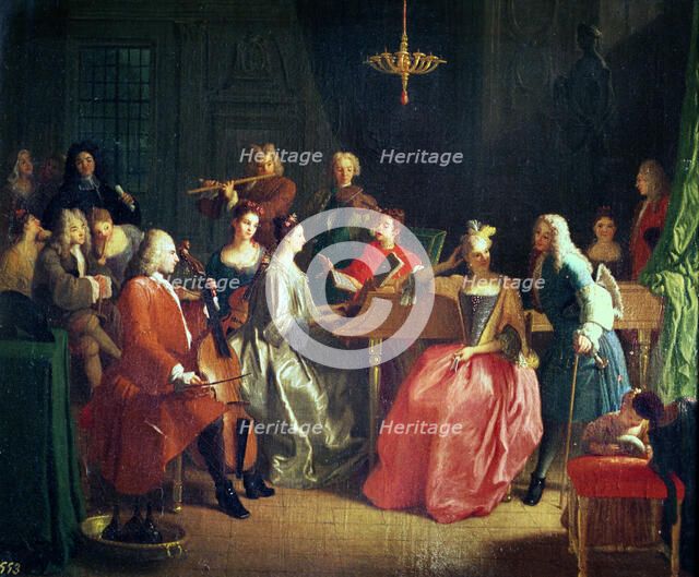 Musical Evening, oil on canvas by Miguel Angel Houasse.