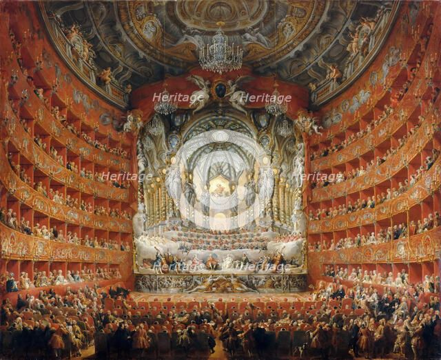 Musical feast given by the cardinal de La Rochefoucauld in the Teatro Argentina in Rome in 1747. Artist: Panini, Giovanni Paolo (1691-1765)