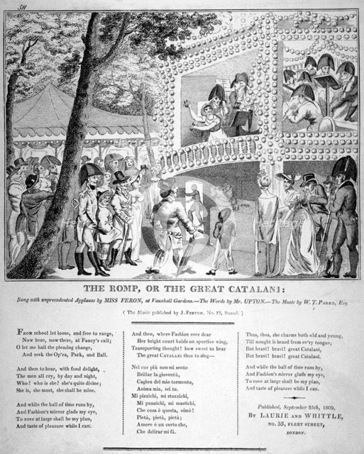 Musical performance at Vauxhall Gardens, Lambeth, London, 1809. Artist: Anon