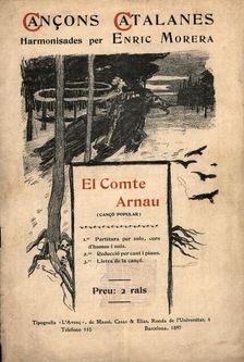 Musical score from the popular song El Comte Arnau, harmonized by Enric Morera (Barcelona, 1865…
