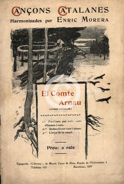 Musical score from the popular song 'El Comte Arnau,' harmonized by Enric Morera (Barcelona, 1865…
