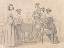Musicale at the Prellers, 1838. Creator: Friedrich Preller (German, 1804-1878)