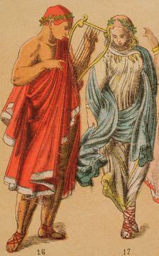 Musician and Etruscan dancer's costume, 1881. Creator: Unknown