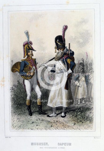 'Musician and Sapper of the Grenadiers-à-Pied', 1859.  Artist: Auguste Raffet