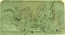 Musician Angels in Clouds (recto); Seated Cleric (verso), n.d. Creator: Guido Reni
