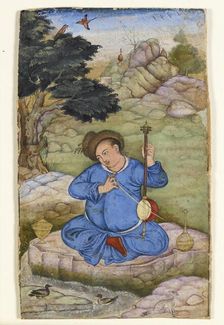 Musician in a landscape, 1575-1580. Artist: Basawan