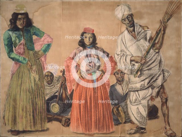 Musiciants in Srinagar, 1932. Artist: Yakovlev, Alexander Yevgenyevich (1887-1938)