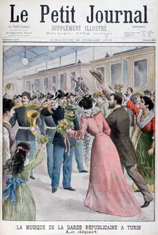 Musicians of the French Republican Guard, Turin, Italy, 1902. Artist: Yrondy