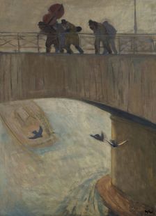 Musicians on the bridge, 1904. Creator: Wojciech Weiss