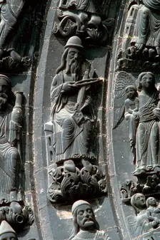 Musicians above the west door of St Denis, 12th century