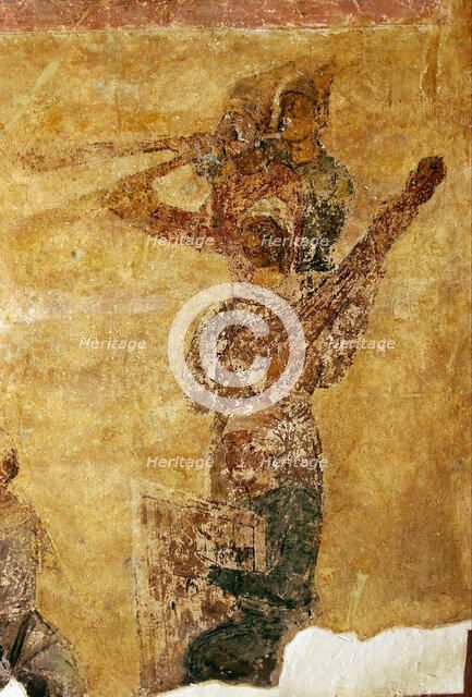 Musicians and acrobats (detail). Artist: Ancient Russian frescos  