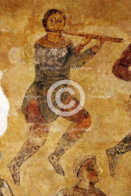 Musicians and acrobats (detail). Artist: Ancient Russian frescos  