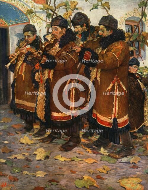 'Musicians from Hroznovà Lhota: clarinet, violin and double bass. (1861-1940)', 1948. Artist: Joza Uprka.