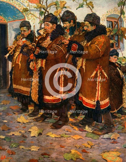 'Musicians from Hroznovà Lhota: clarinet, violin and double bass. (1861-1940)', 1948. Artist: Joza Uprka.